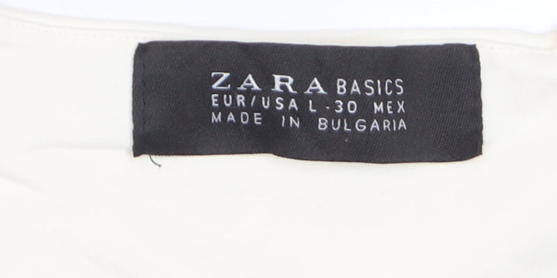 Zara Women Ivory Basic Sleeveless Tank Top L