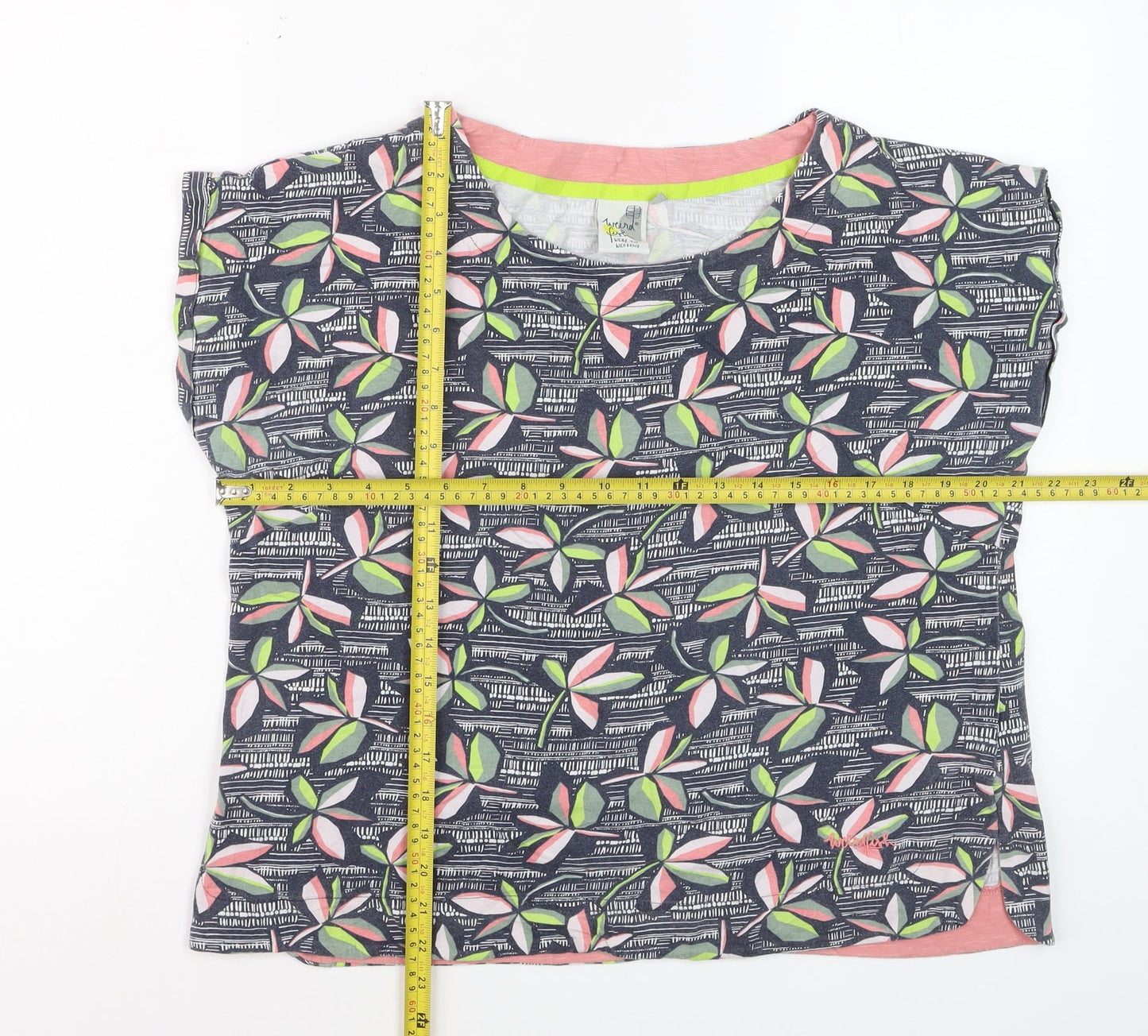 Weird Fish Womens Multicoloured Floral Cotton T-Shirt Size 16