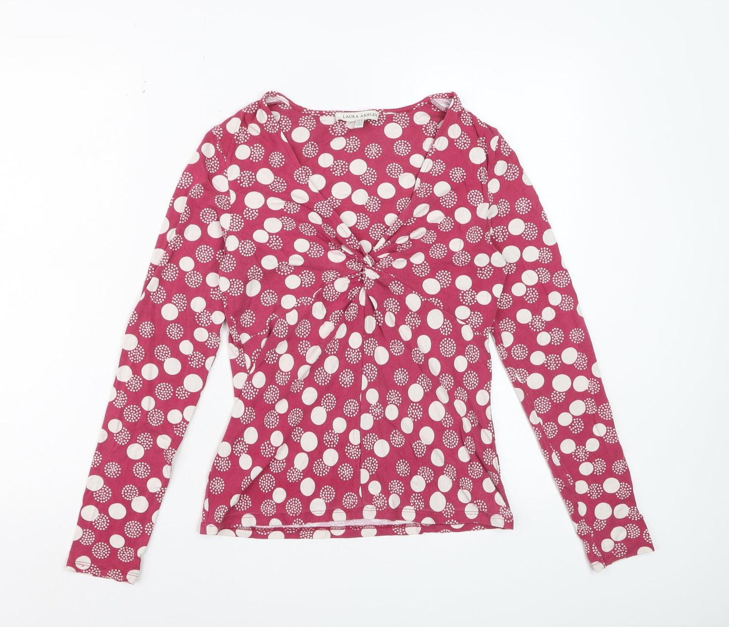 Laura Ashley Women’s Red Polka Dot V-Neck Long Sleeve Tunic Top Size 10