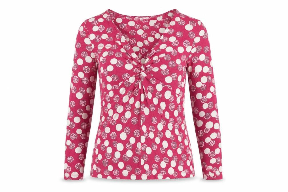 Laura Ashley Women’s Red Polka Dot V-Neck Long Sleeve Tunic Top Size 10