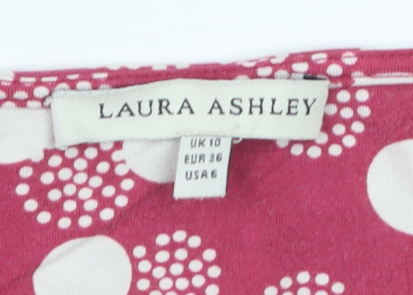 Laura Ashley Women’s Red Polka Dot V-Neck Long Sleeve Tunic Top Size 10