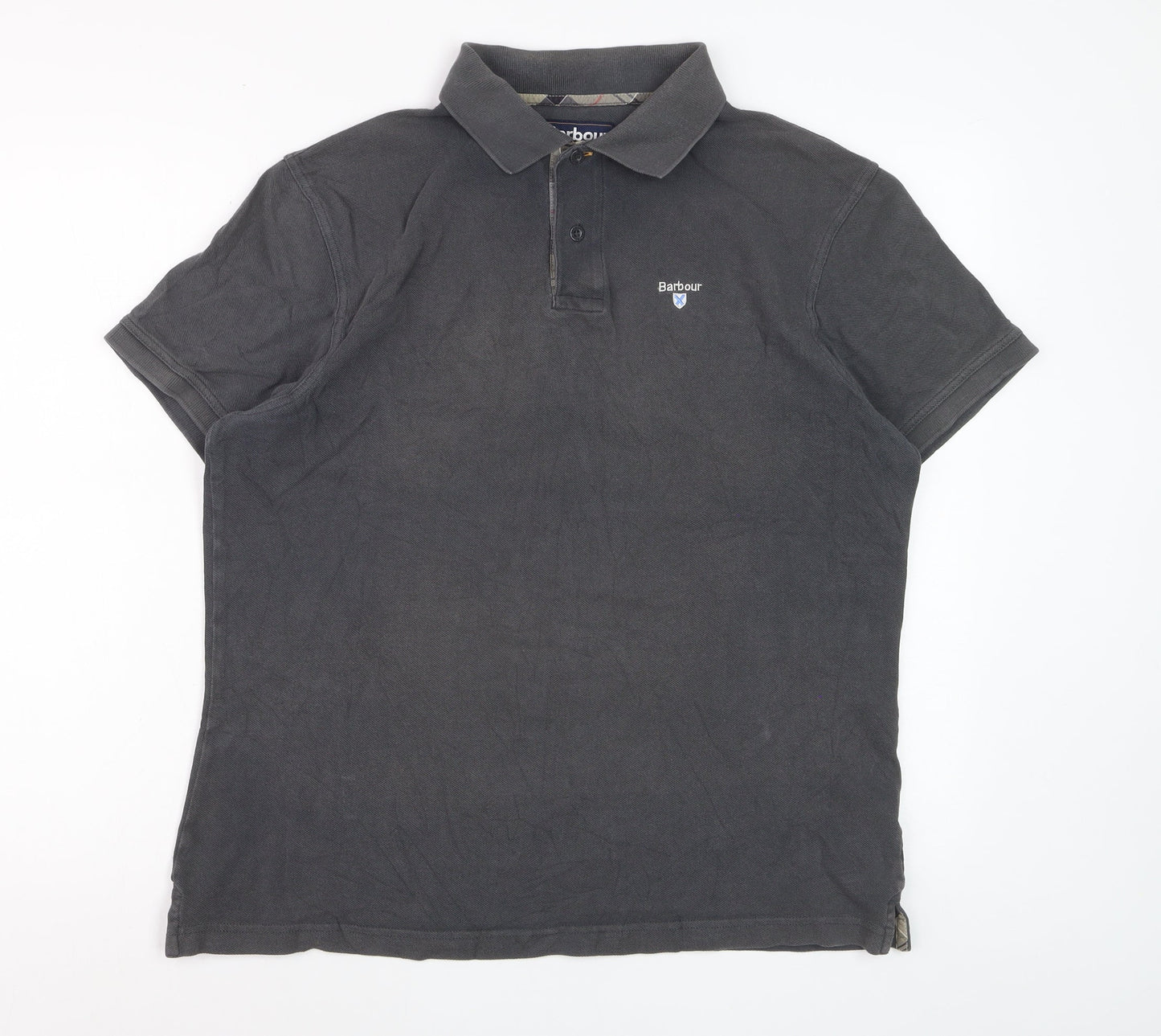 Barbour Men's Grey Cotton Classic Short Sleeve Polo Shirt L
