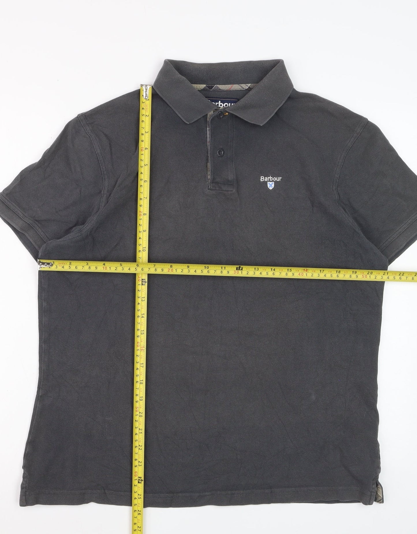 Barbour Men's Grey Cotton Classic Short Sleeve Polo Shirt L