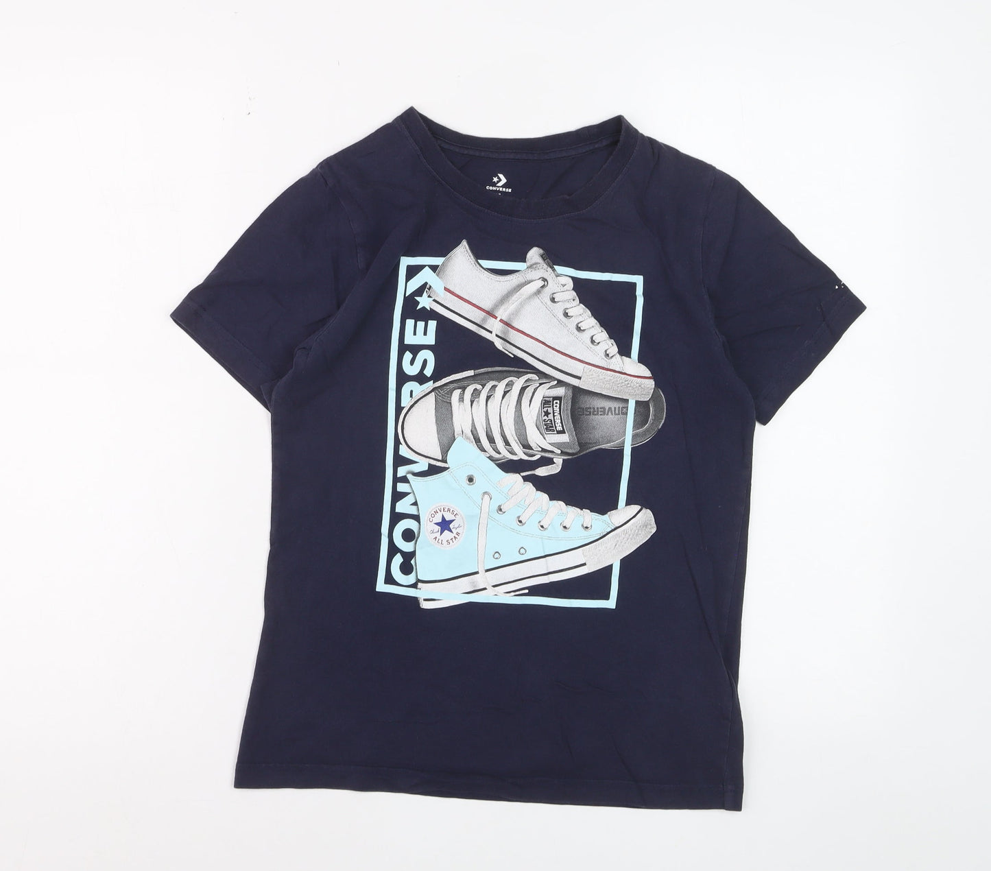 Converse Boys Blue Graphic Logo T-Shirt Size 10-12 Years Casual Top