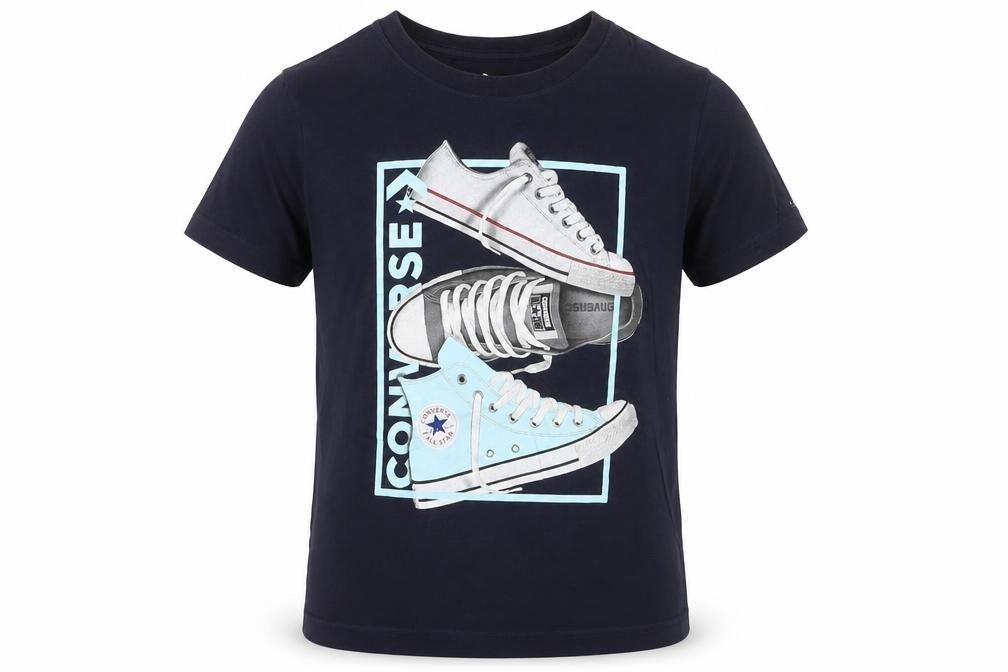 Converse Boys Blue Graphic Logo T-Shirt Size 10-12 Years Casual Top