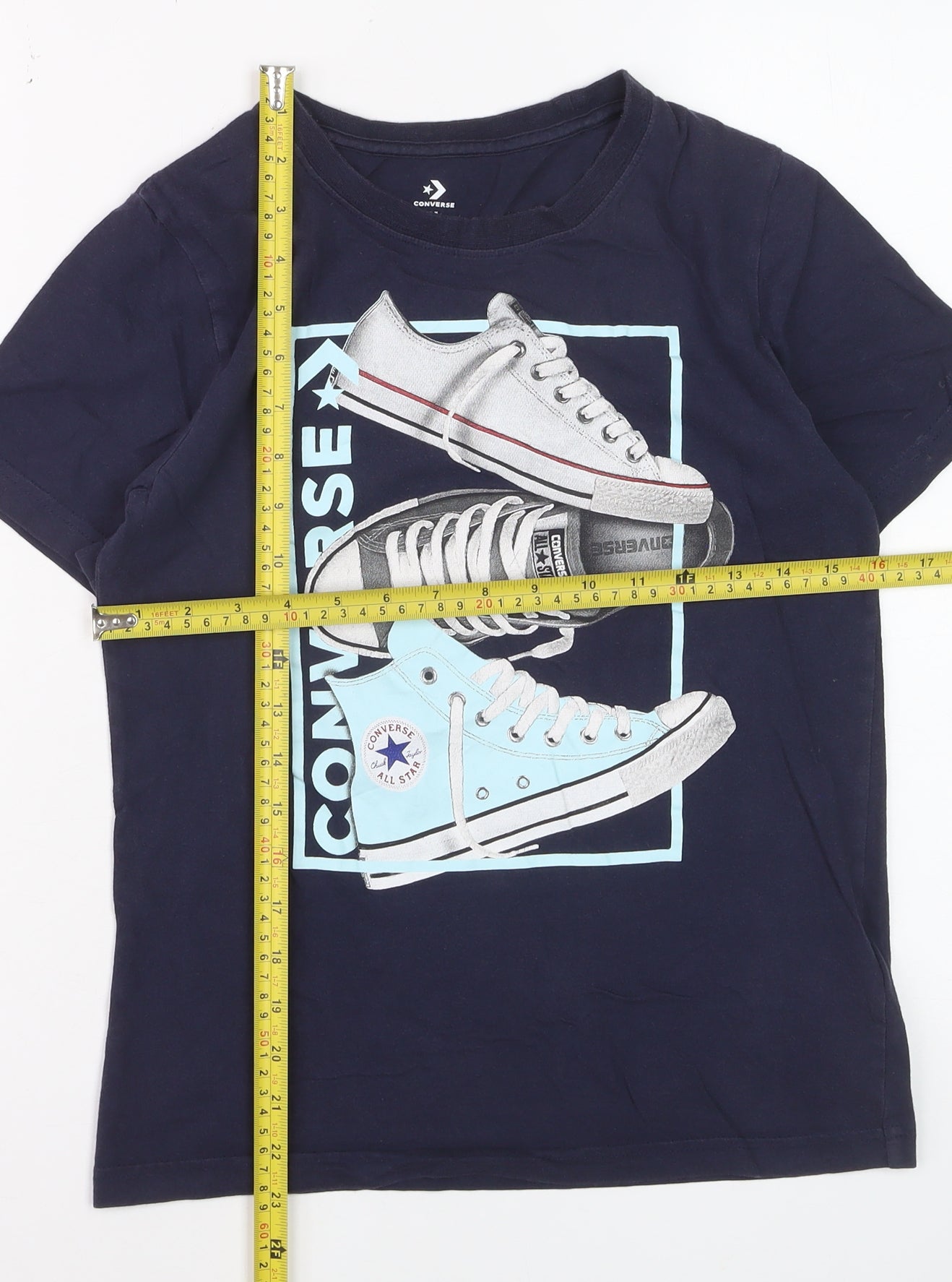 Converse Boys Blue Graphic Logo T-Shirt Size 10-12 Years Casual Top