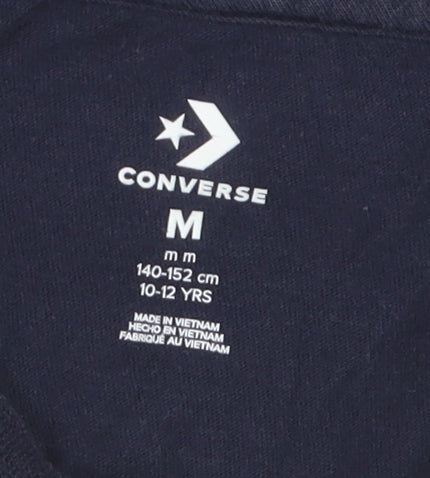Converse Boys Blue Graphic Logo T-Shirt Size 10-12 Years Casual Top