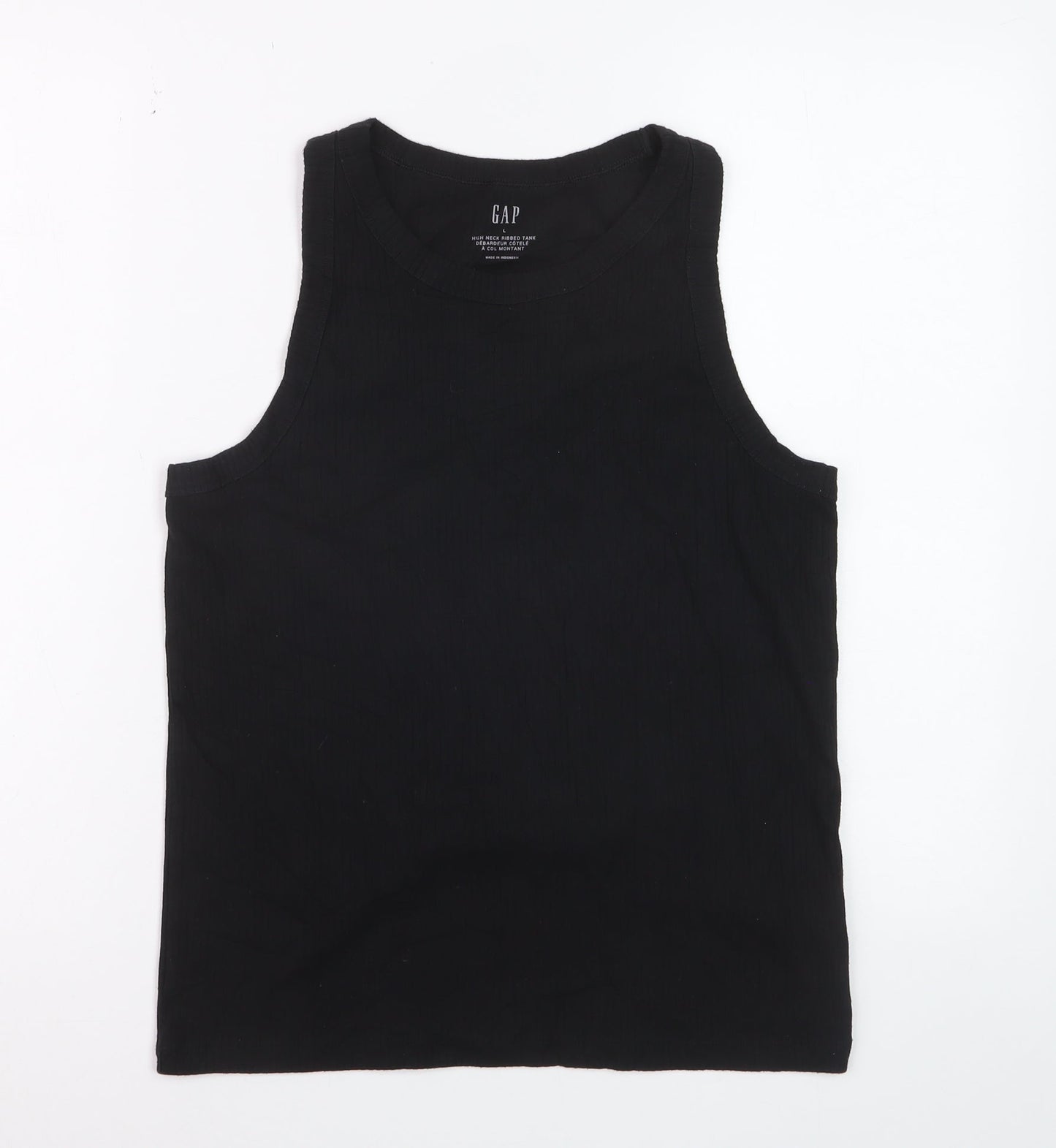 GAP Women's Black High Neck Ribbed Tank Top Size L