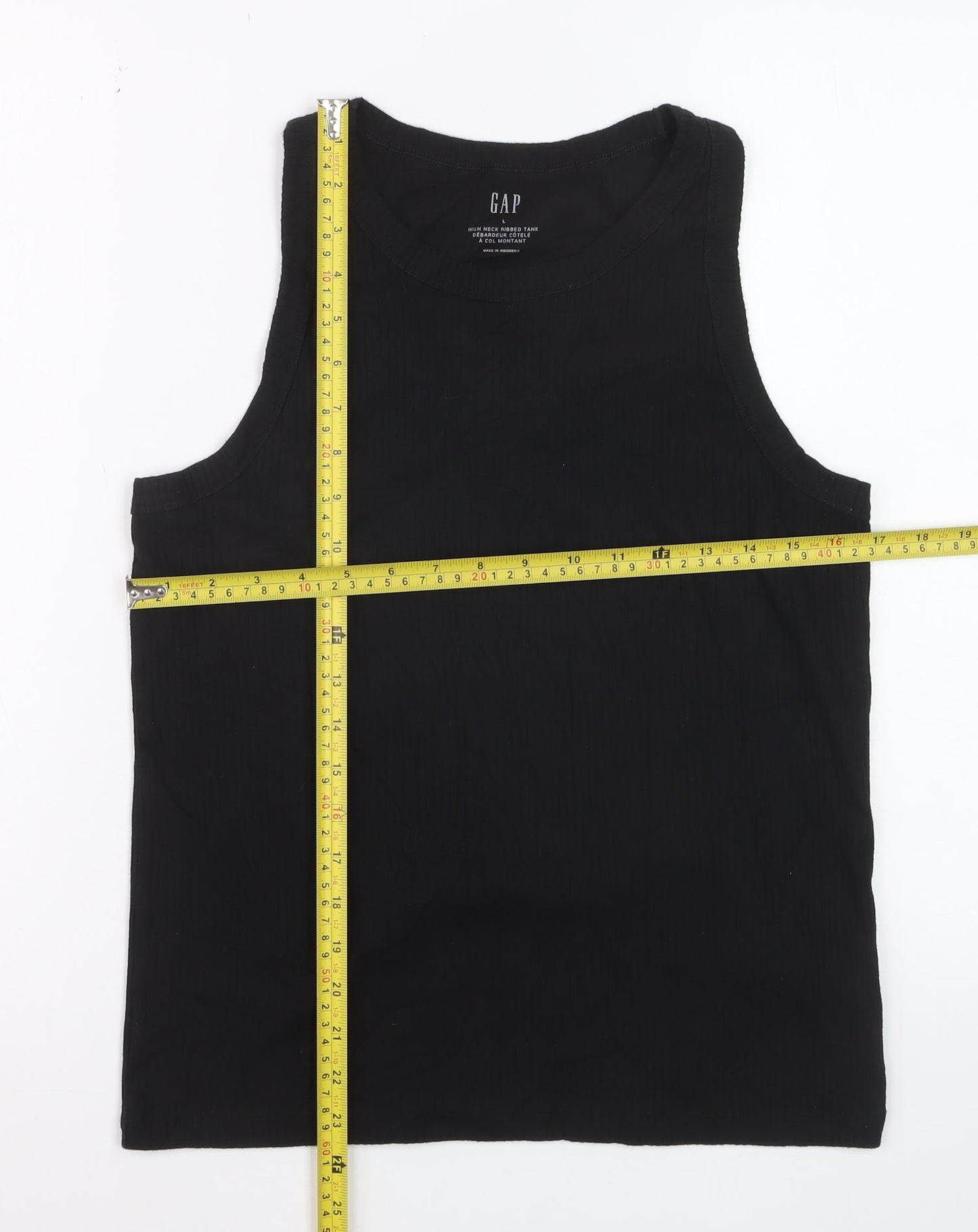 GAP Women's Black High Neck Ribbed Tank Top Size L