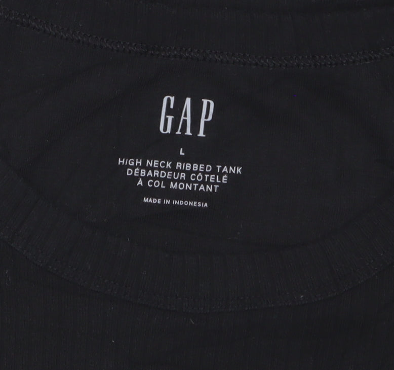 GAP Women's Black High Neck Ribbed Tank Top Size L