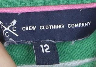 Crew Clothing Women's Green Striped 3/4 Sleeve Cotton T-Shirt Size 12