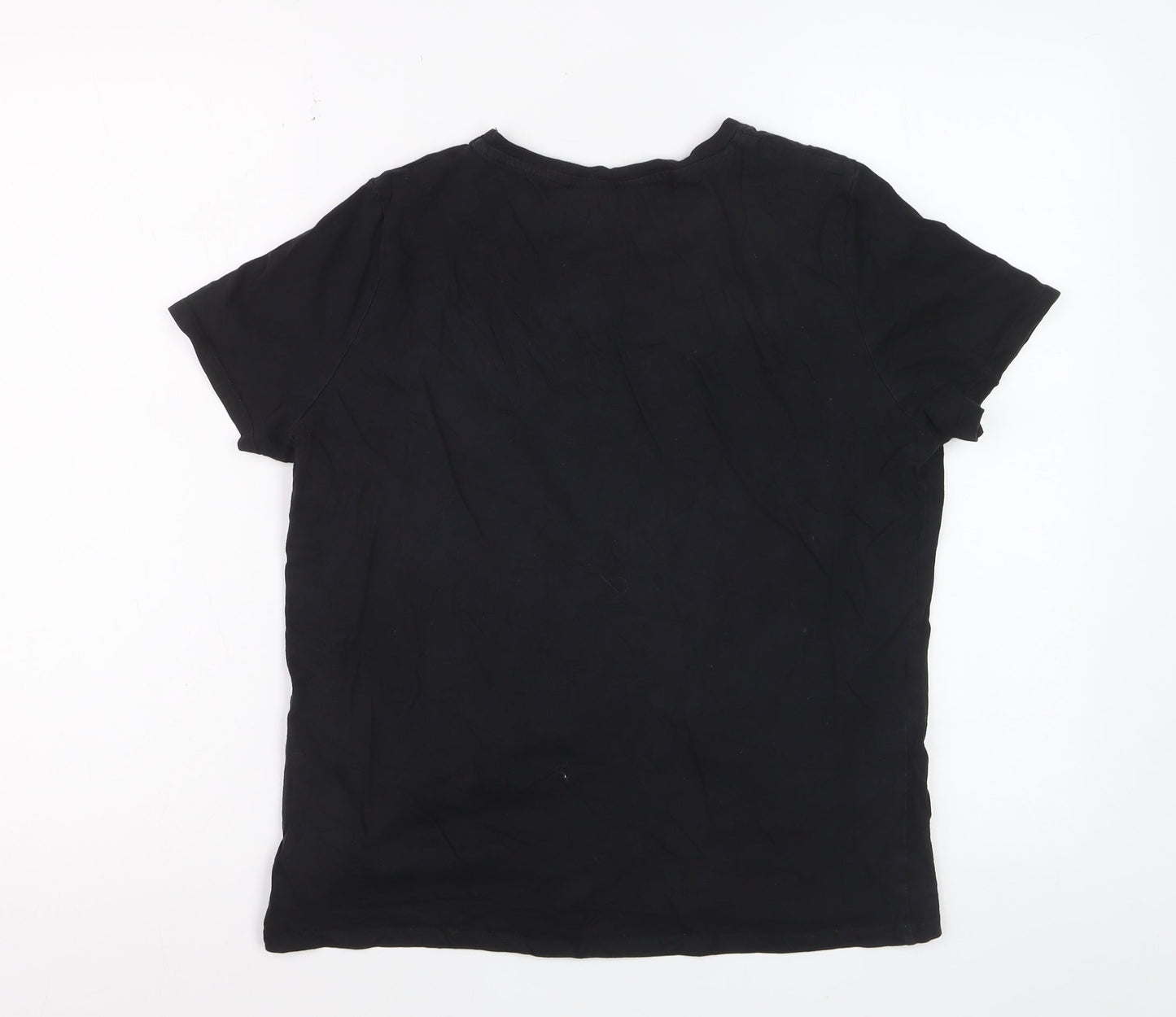 New Look Women's Black Floral Music Graphic Cotton T-Shirt Size 12