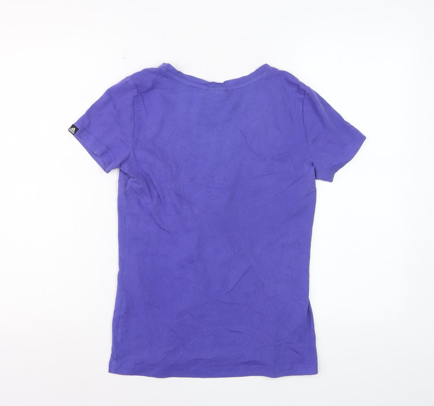Adidas Women's Purple V-Neck Slim Fit Logo T-Shirt Size S