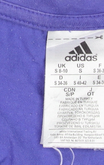Adidas Women's Purple V-Neck Slim Fit Logo T-Shirt Size S