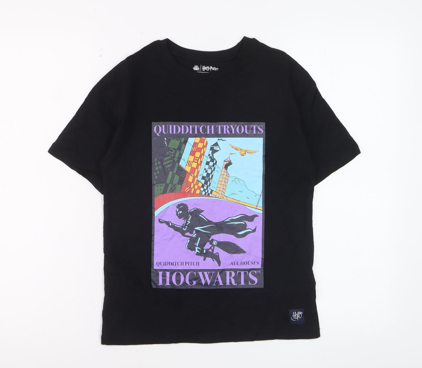 Marks and Spencer Boys Black Harry Potter Hogwarts Graphic T-Shirt 9-10 Years