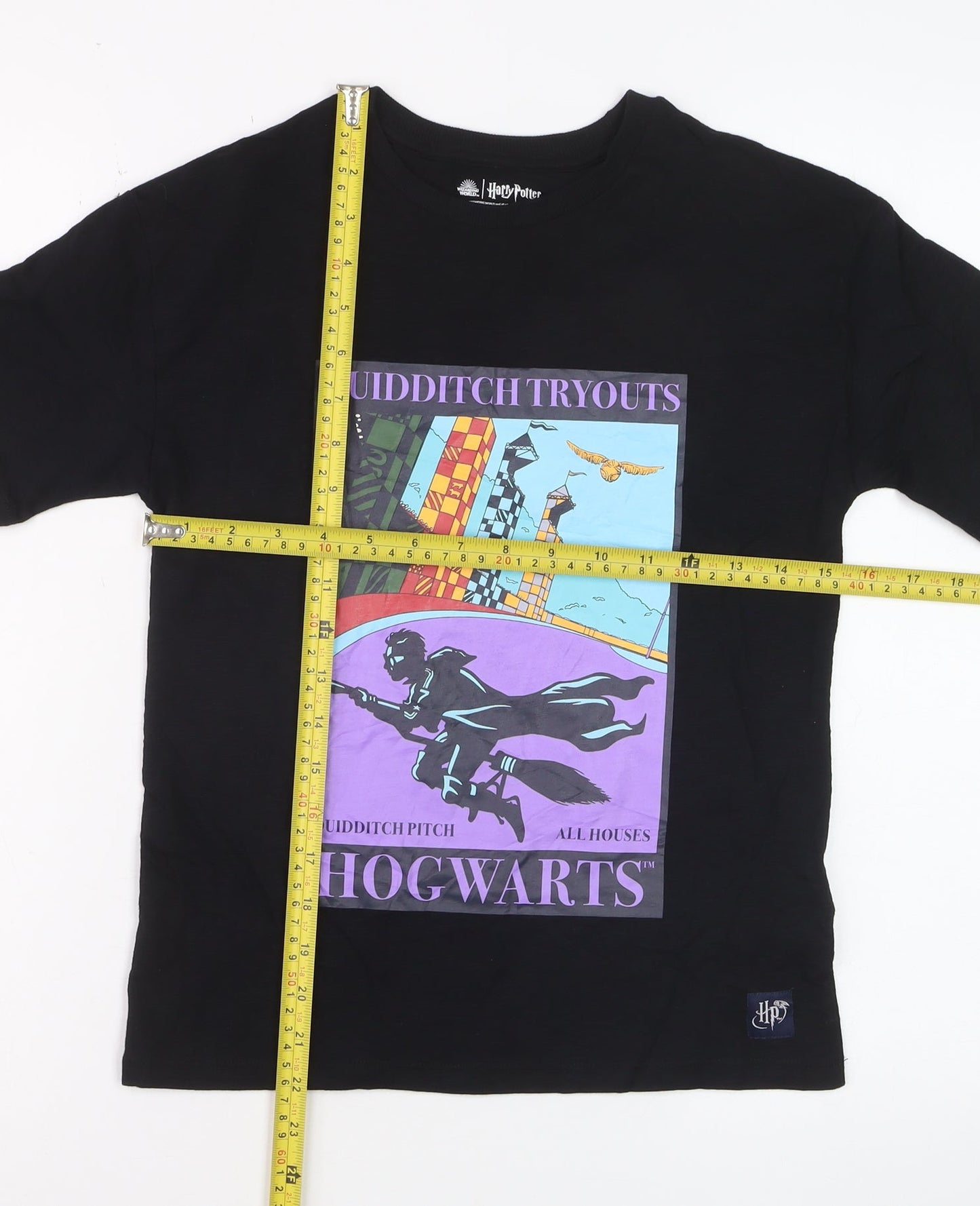 Marks and Spencer Boys Black Harry Potter Hogwarts Graphic T-Shirt 9-10 Years