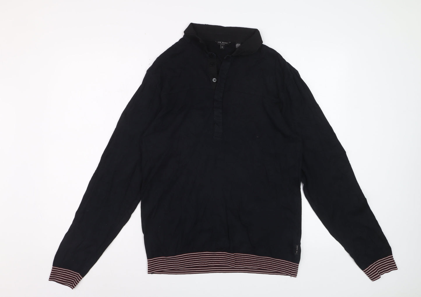 Ted Baker Men's Black Long Sleeve Polo Size L Cotton Blend