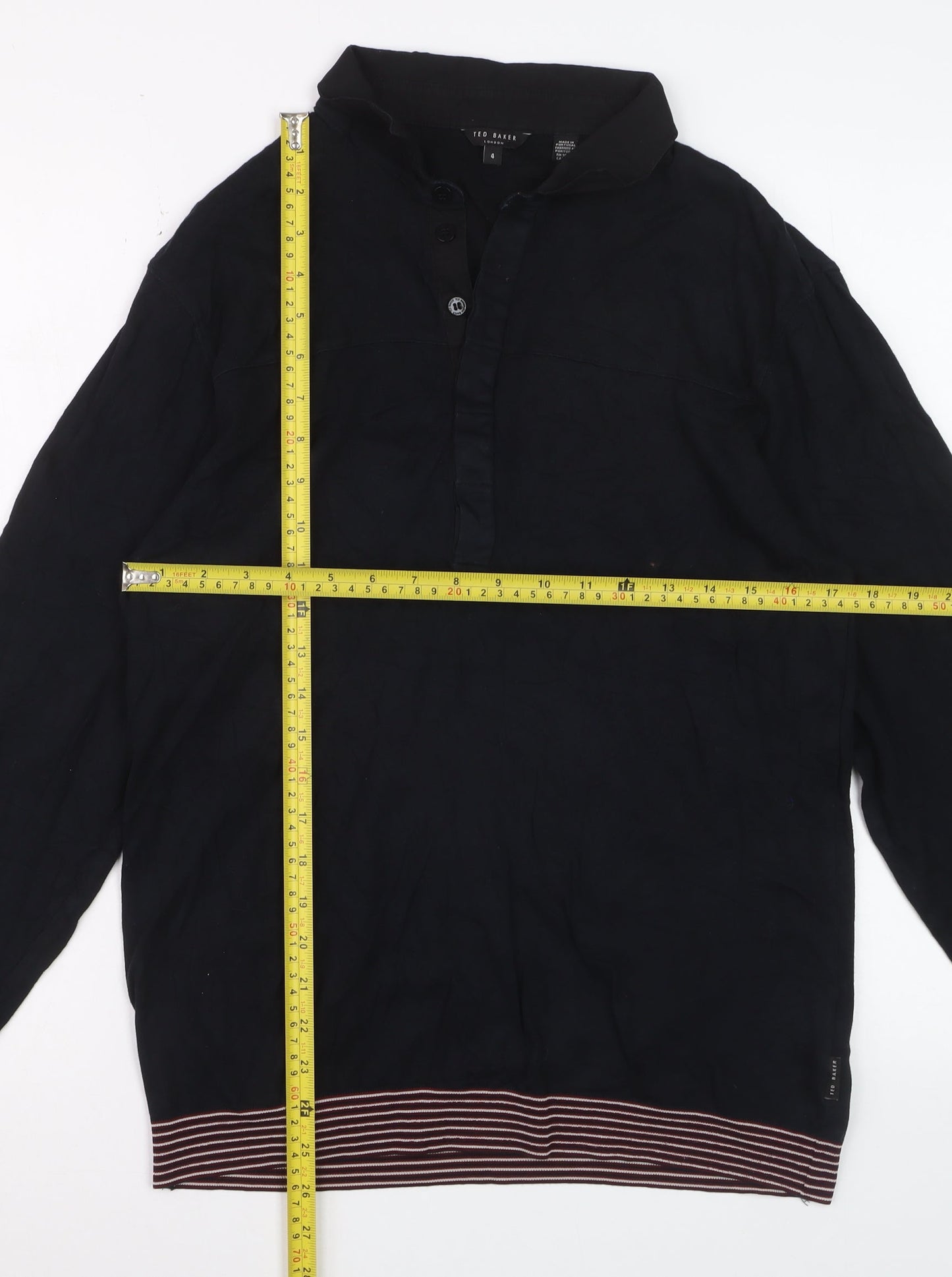 Ted Baker Men's Black Long Sleeve Polo Size L Cotton Blend