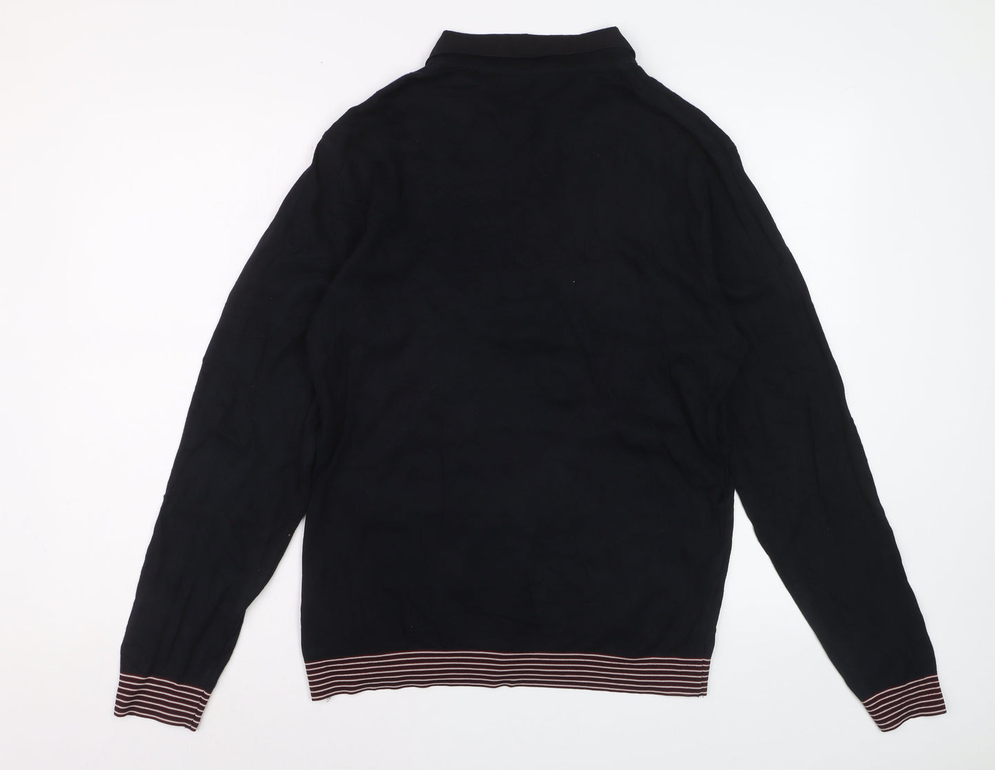 Ted Baker Men's Black Long Sleeve Polo Size L Cotton Blend