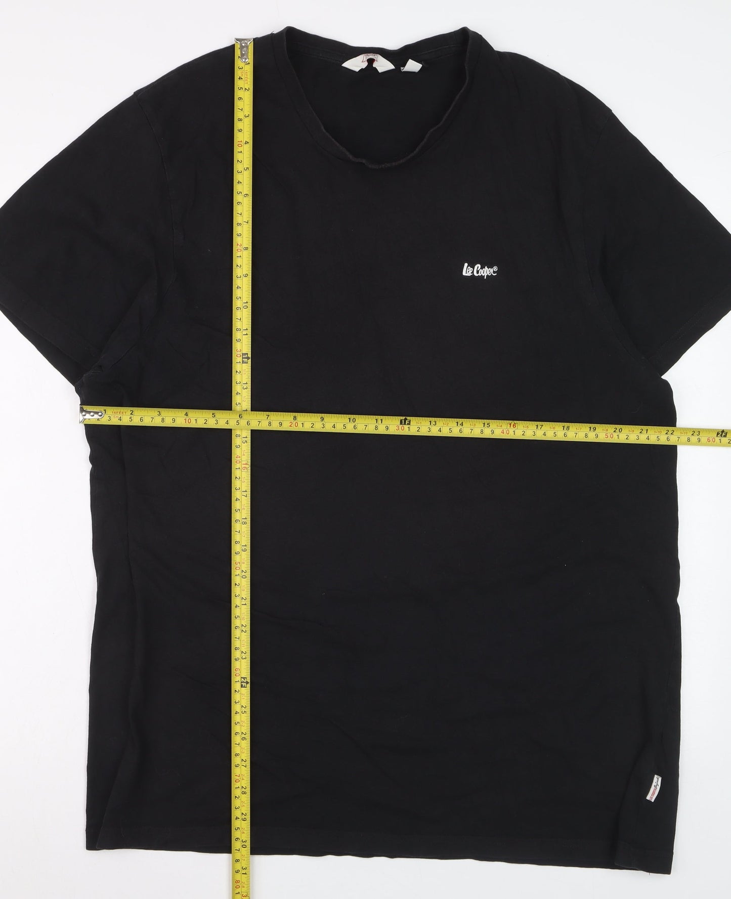 Lee Cooper Men's Black 3XL Crew Neck Cotton T-Shirt