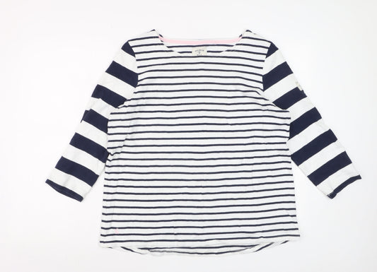 Joules Women’s Navy White Striped 3/4 Sleeve Cotton Nautical T-Shirt Size 16