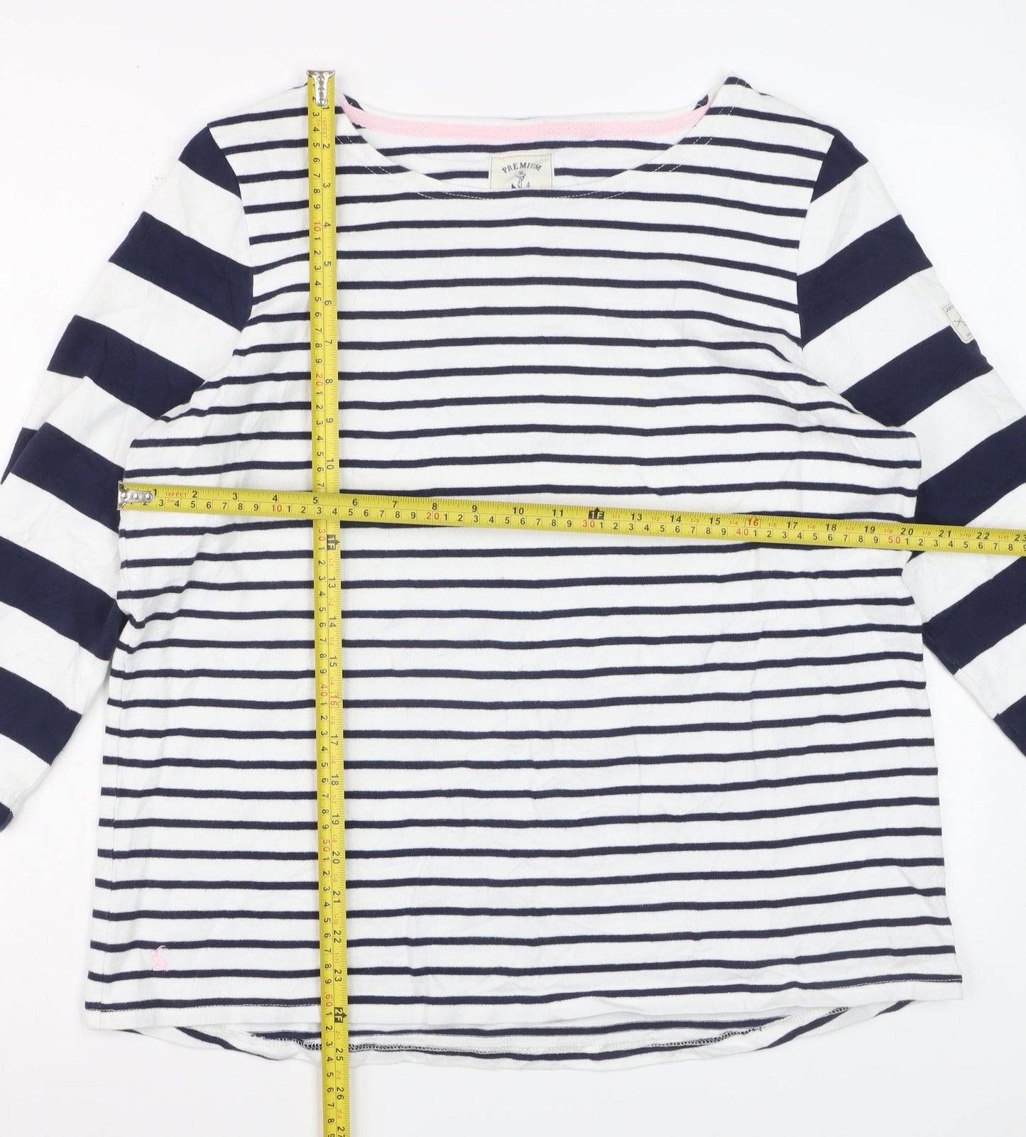 Joules Women’s Navy White Striped 3/4 Sleeve Cotton Nautical T-Shirt Size 16