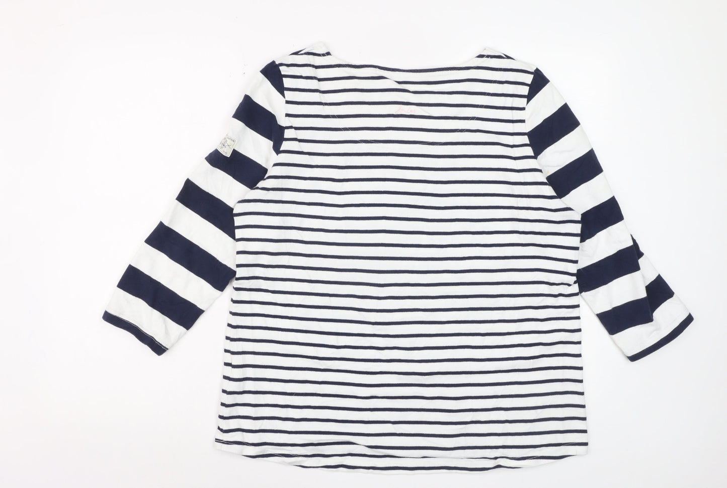 Joules Women’s Navy White Striped 3/4 Sleeve Cotton Nautical T-Shirt Size 16