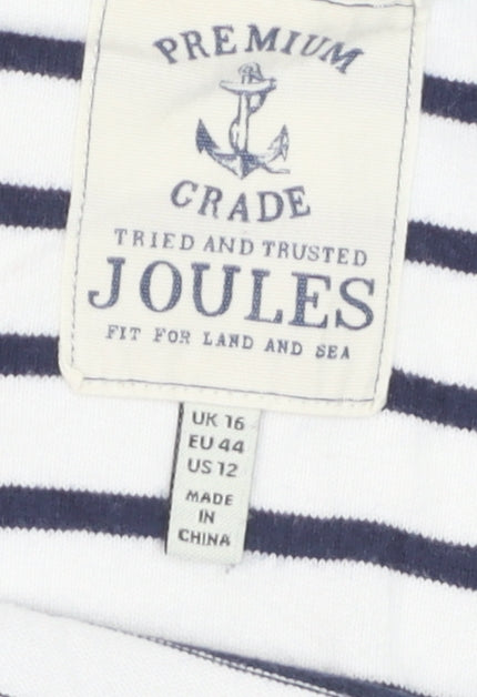 Joules Women’s Navy White Striped 3/4 Sleeve Cotton Nautical T-Shirt Size 16