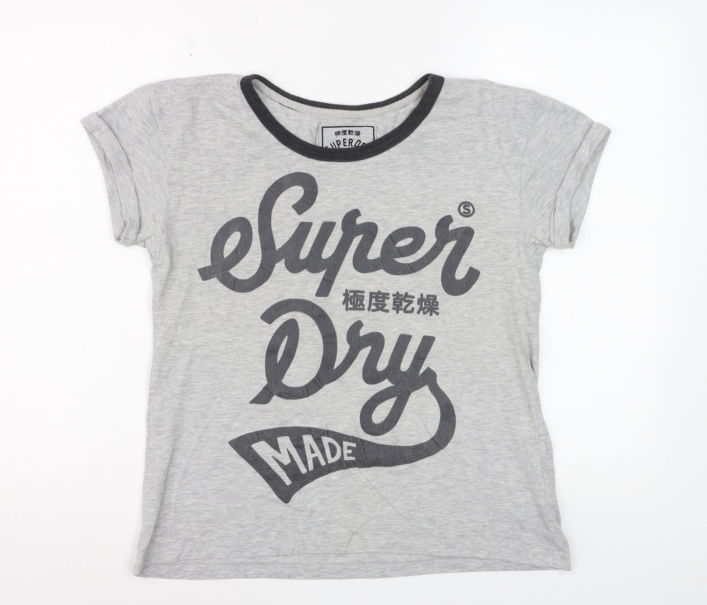 Superdry Womens Grey XS Slim Fit Graphic Cotton T-Shirt