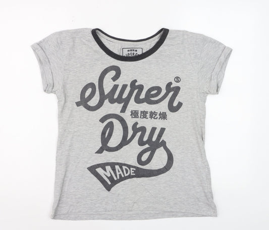 Superdry Womens Grey XS Slim Fit Graphic Cotton T-Shirt