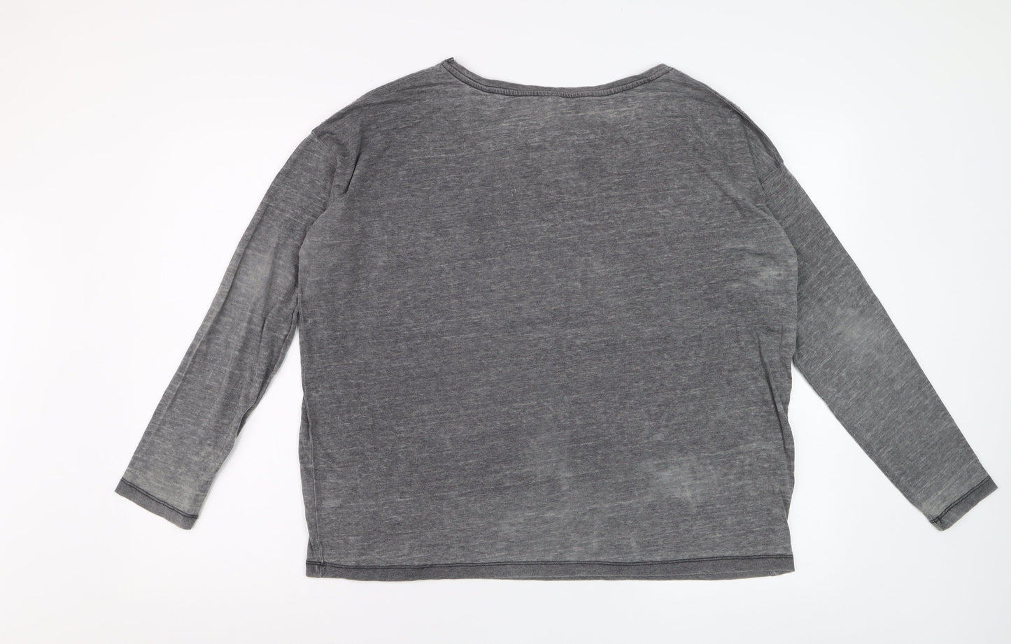 Blendshe Womens Grey Milano Butterfly Long Sleeve Relaxed Fit T-Shirt Size M