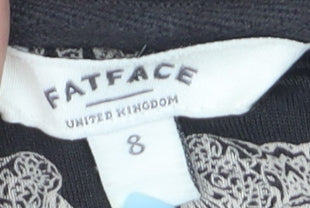FatFace Womens Black Animal Print Viscose T-Shirt Size 8