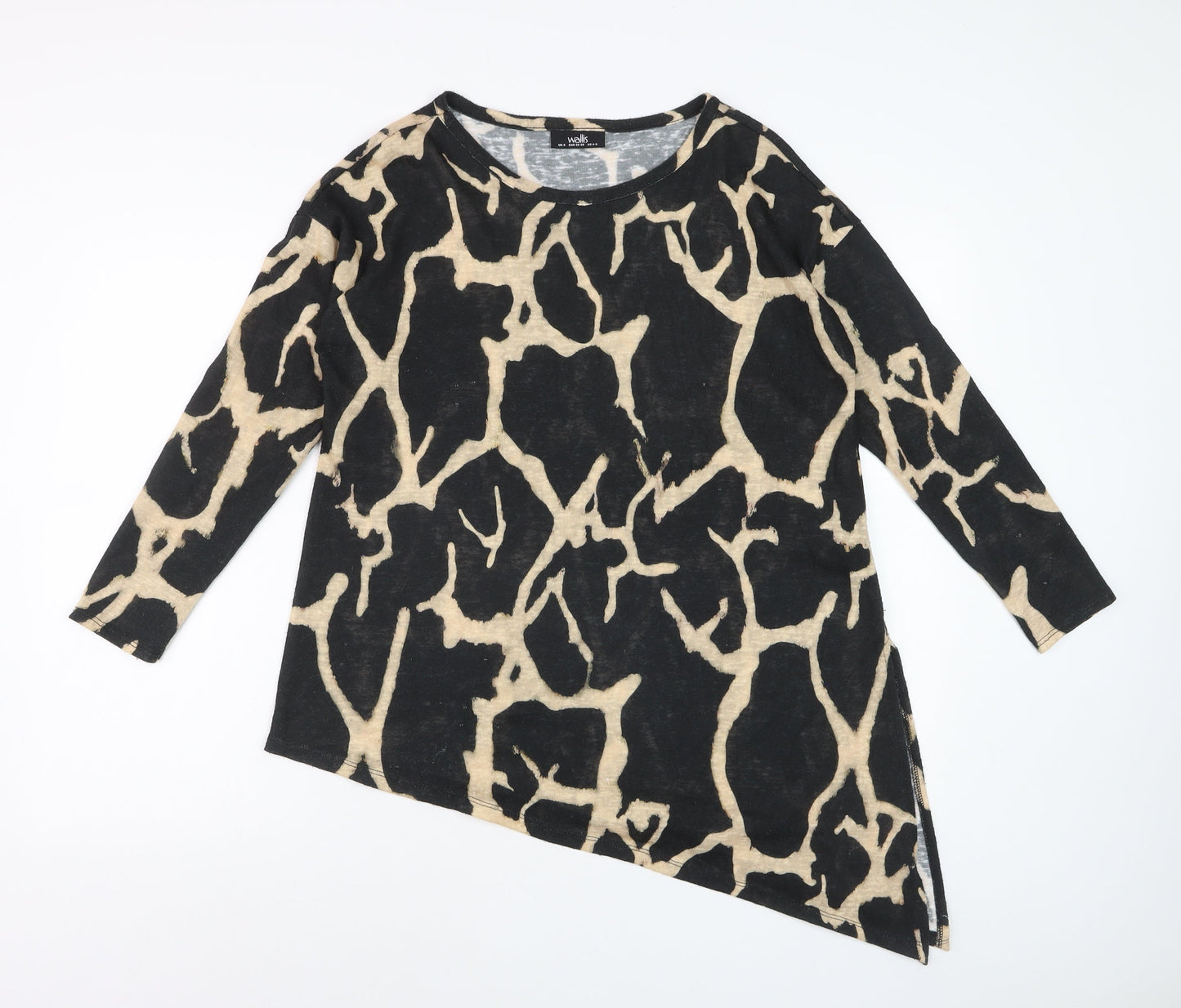 Wallis Women’s Beige Animal Print Long Sleeve Tunic Blouse Size S