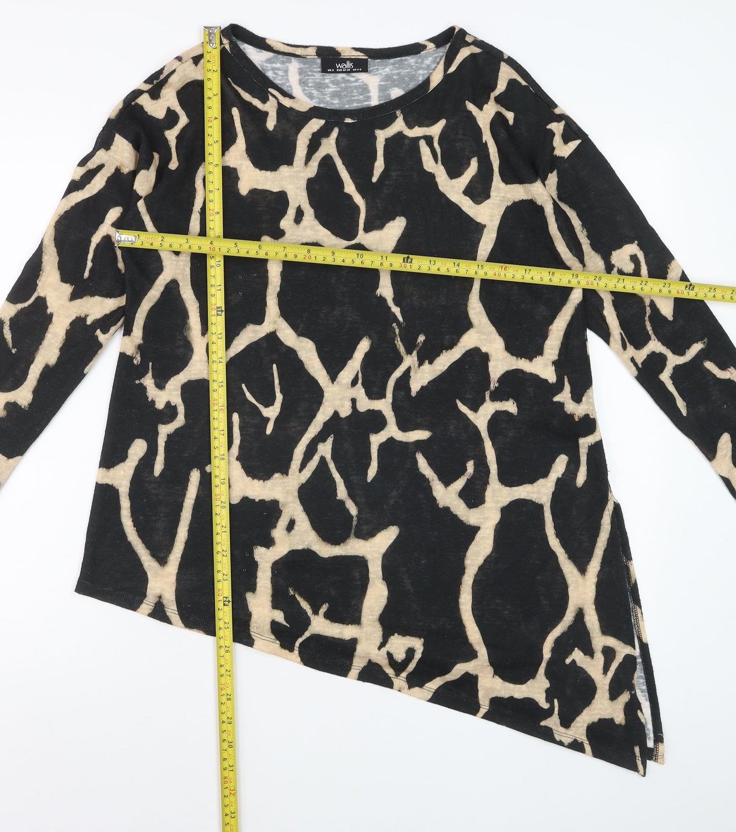 Wallis Women’s Beige Animal Print Long Sleeve Tunic Blouse Size S