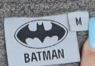 Batman Men Grey Graphic Print Short Sleeve Crew Neck T-Shirt Size M