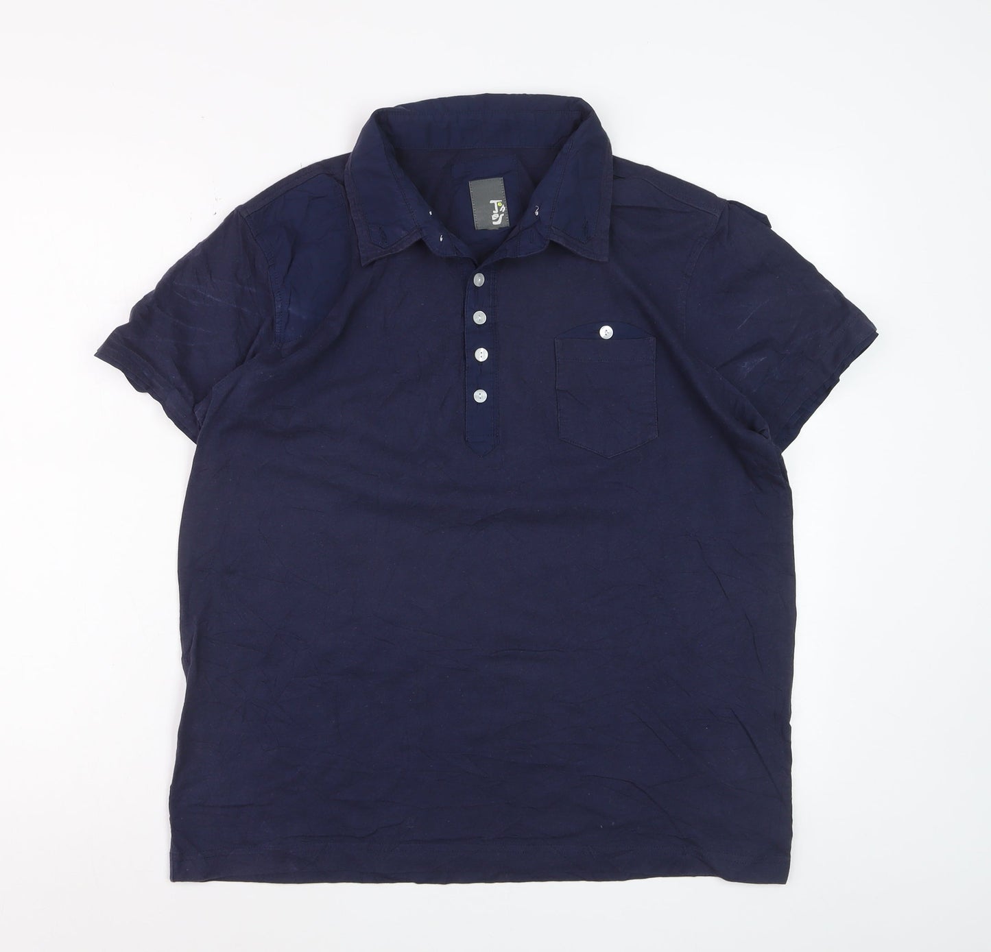 Tokyo Laundry Men's Blue Cotton Short Sleeve Polo Shirt - Size M