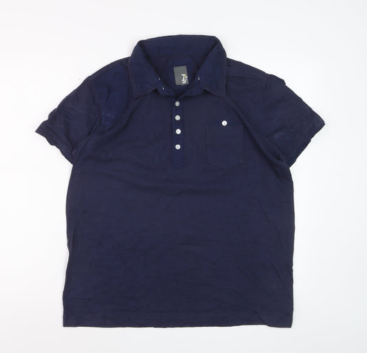 Tokyo Laundry Men's Blue Cotton Short Sleeve Polo Shirt - Size M