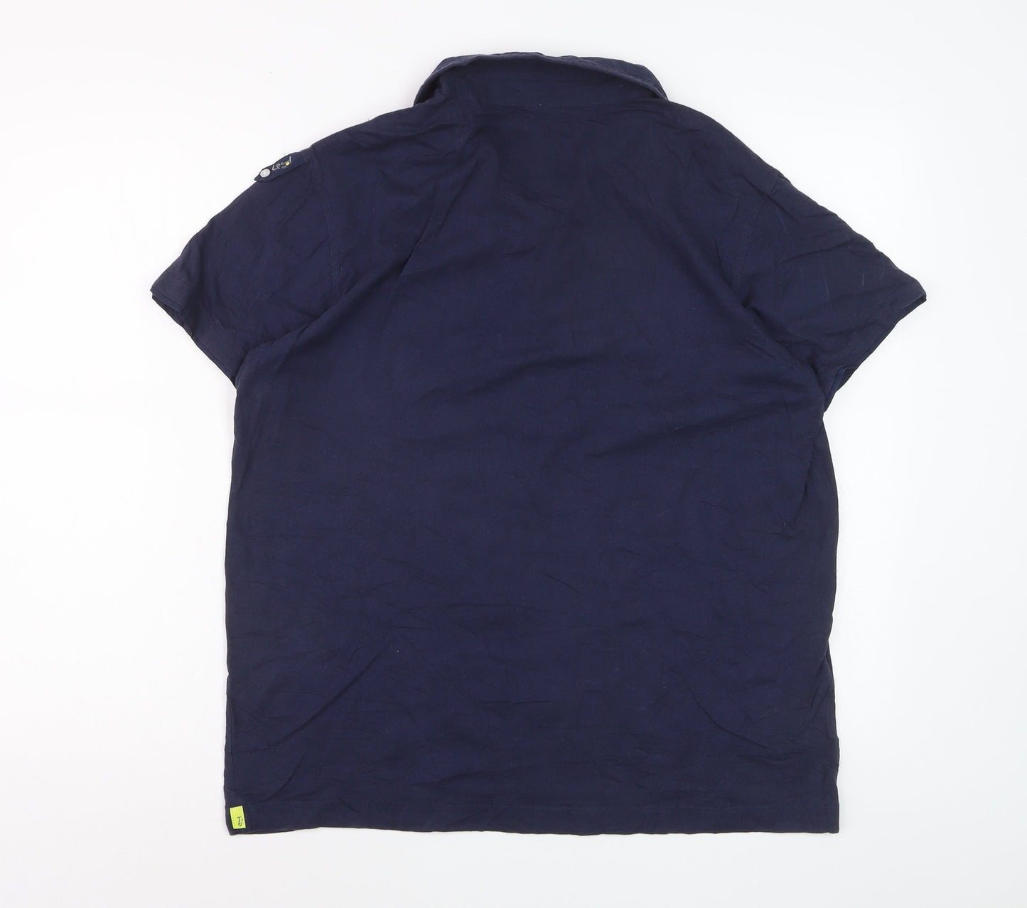 Tokyo Laundry Men's Blue Cotton Short Sleeve Polo Shirt - Size M