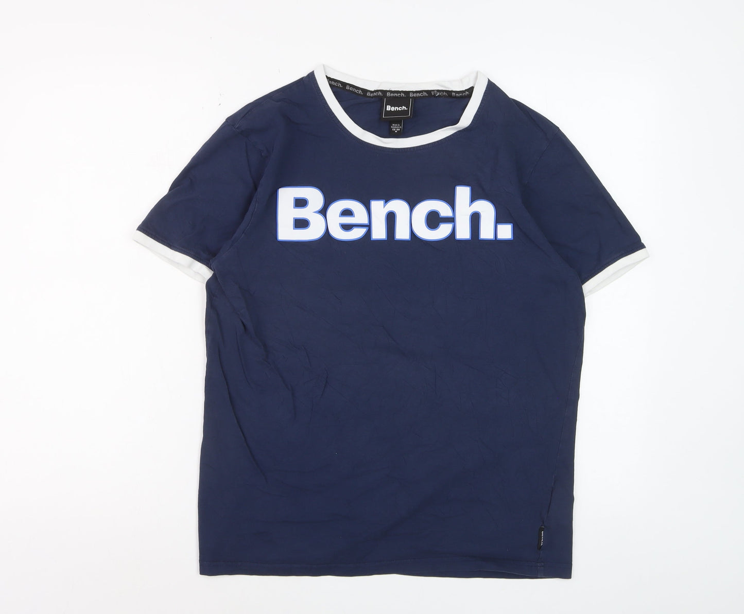 Bench Men's Blue Crew Neck Logo T-Shirt Size M Cotton Rylan