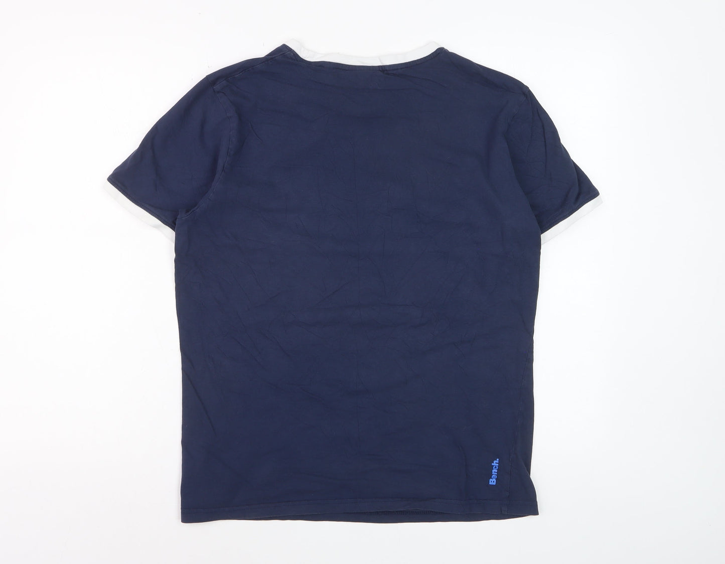 Bench Men's Blue Crew Neck Logo T-Shirt Size M Cotton Rylan