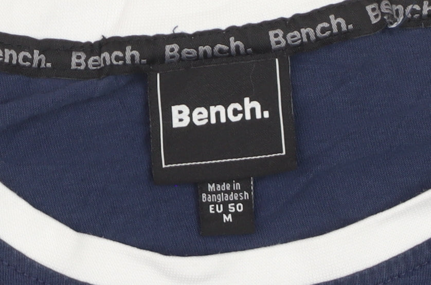 Bench Men's Blue Crew Neck Logo T-Shirt Size M Cotton Rylan