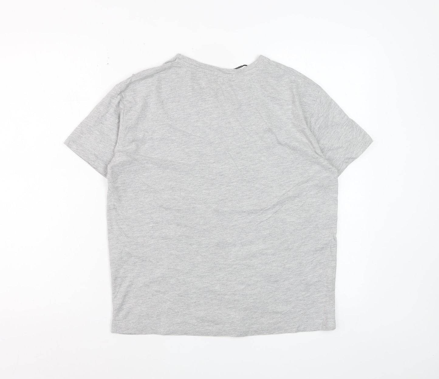 Stradivarius Women's Grey Beaded Short Sleeve Cotton T-Shirt XS