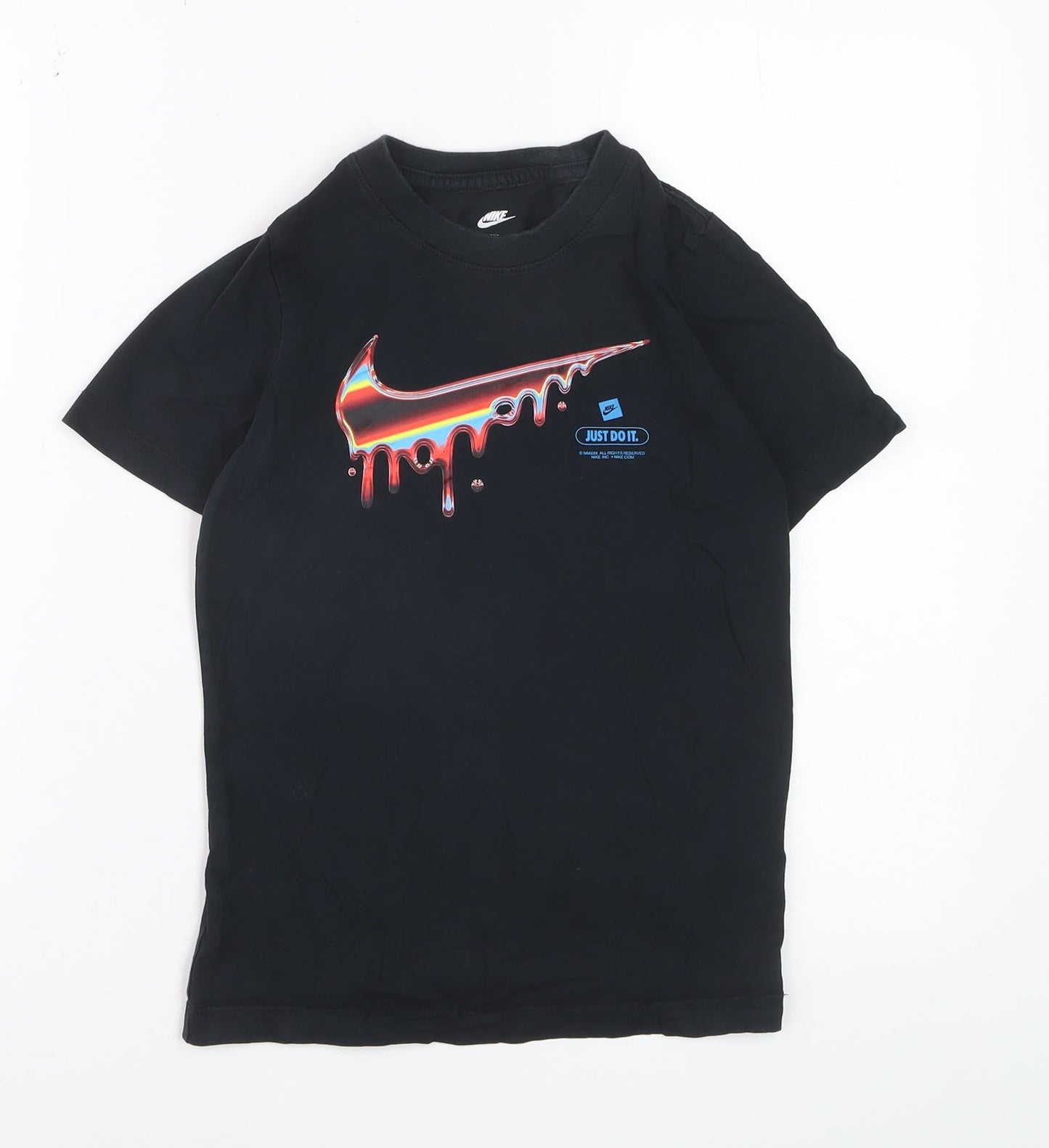 Nike Boys Black Graphic Logo T-Shirt 8-9 Years Short Sleeve Sports Tee