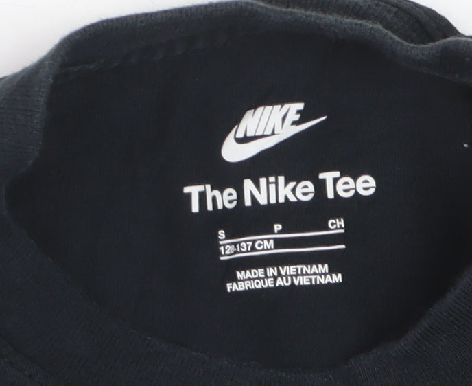 Nike Boys Black Graphic Logo T-Shirt 8-9 Years Short Sleeve Sports Tee