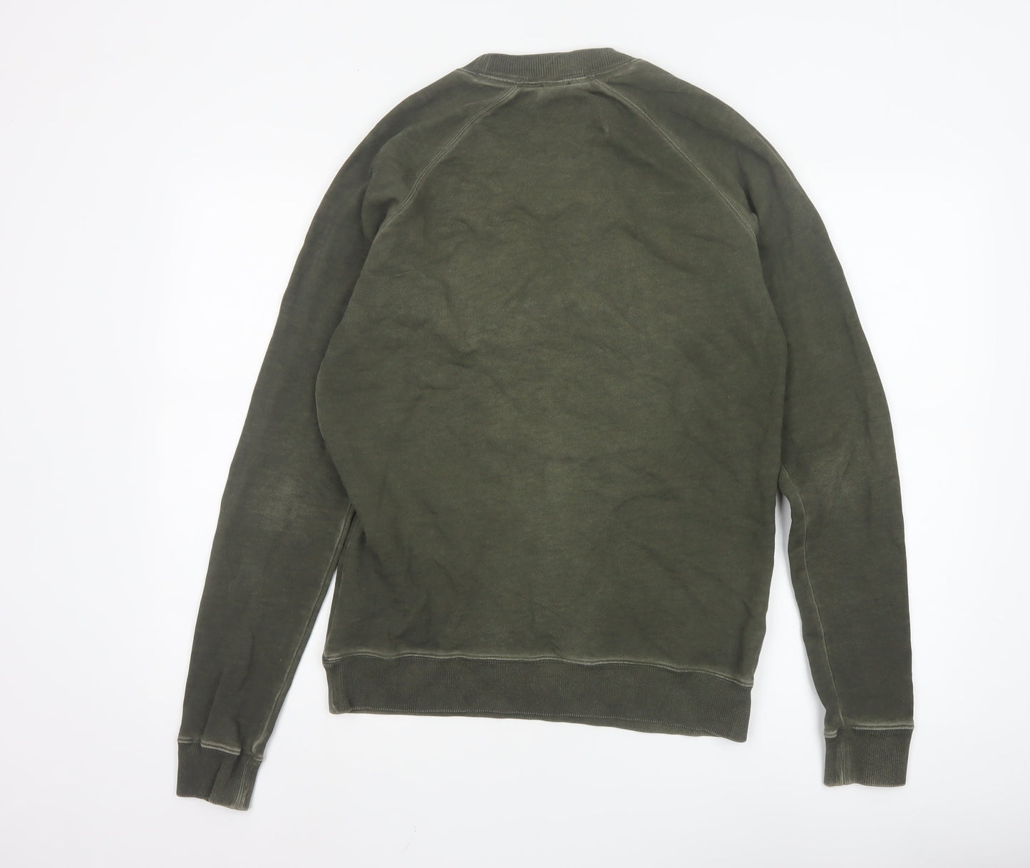Hugo Boss Men's Green Pullover Sweatshirt S Crew Neck Logo Cotton