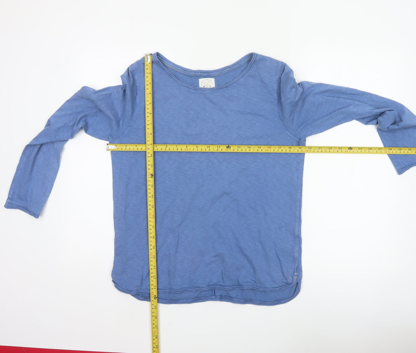White Stuff Women Blue Cotton Long Sleeve Basic T-Shirt UK 12