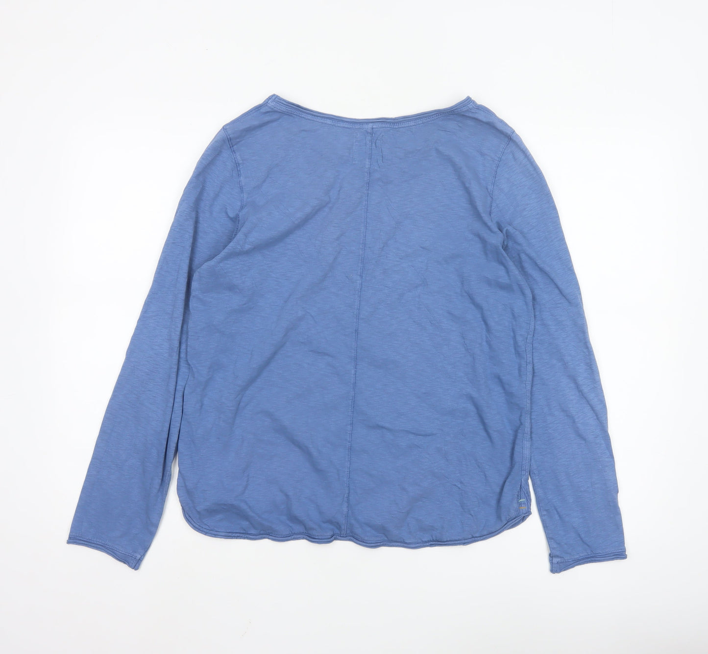 White Stuff Women Blue Cotton Long Sleeve Basic T-Shirt UK 12
