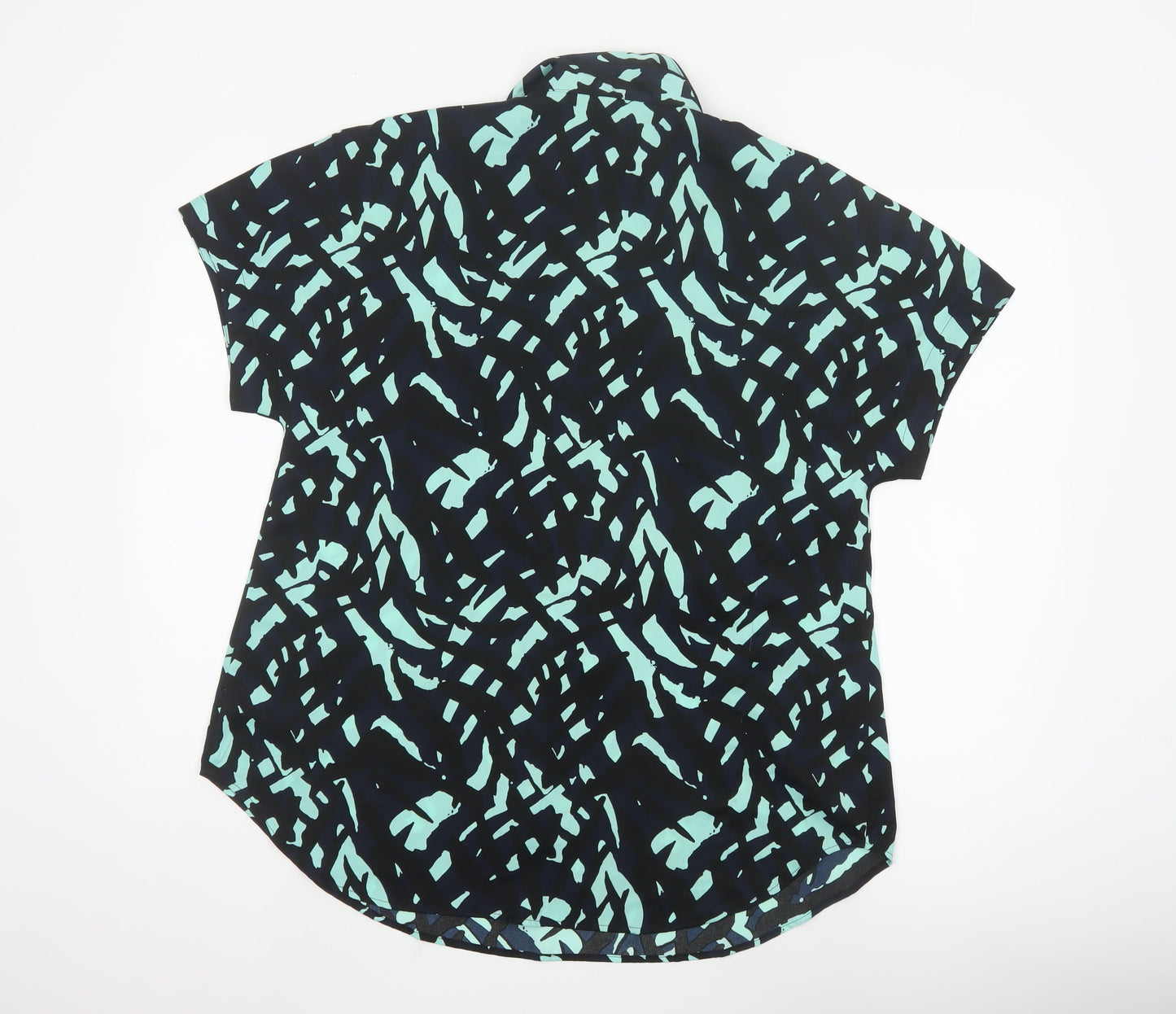 Marks and Spencer Women Blue Abstract Short Sleeve Blouse Size 12