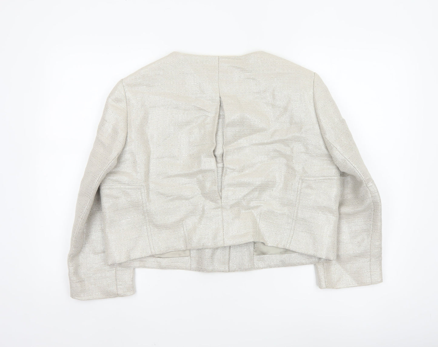 Jaeger Women Ivory Linen Blend Cropped Suit Jacket Size 16