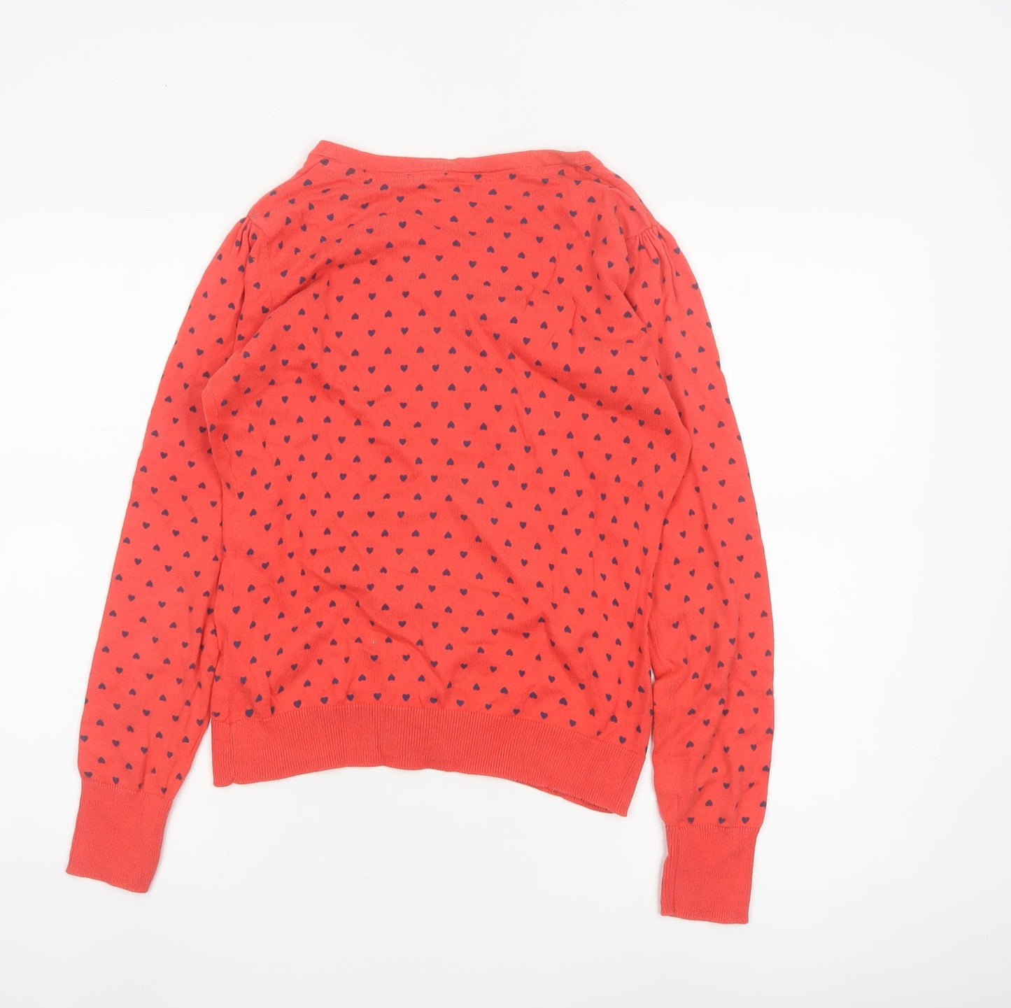 St. Bernard Women's Red Heart Pattern Button Cardigan Size 12